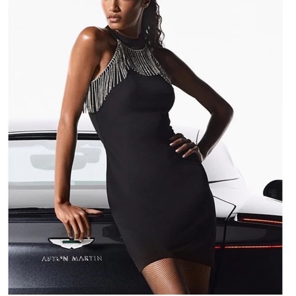 New Micheal Kors Rhinestone fringe black mini Dress women’s size 1X Plus - Picture 1 of 11